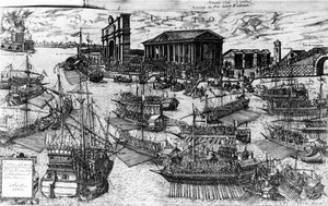 De aankomst van Hendrik III van Frankrijk in de Lido van Venetië op 8 juli 1574, 1591 door Italian School