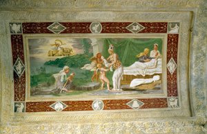 De geboorte van Memnon, plafondschildering in de loggia van het Appartamento della Grotto (Giardino Segreto) 1534