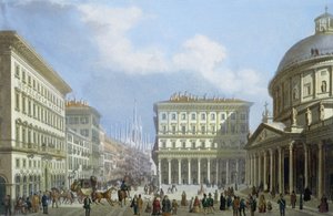 Het Stadhuis en Piazza di San Carlo uit Zichten op Milaan en zijn omgeving