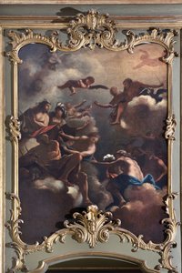 De Raad van de Goden: Zeus op Olympus omringt godheden. Schilderij van de Italiaanse School door Italian School