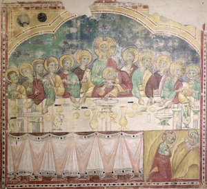 Het Laatste Avondmaal en de Agonie in de Tuin, c.1300 door Italian School