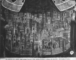 De Madonna della Misericordia, detail van de stad Florence
