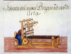 Het weven van wol. 1807. Archivio di stato de Milaan door Italian School