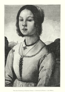 Een jonge Florentijnse, door Francesco Granacci, Collecties van Florence, De Uffizi door Italian School