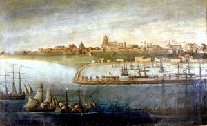 Eenwording van Italië: expeditie van de Duizend of Roodhemden onder leiding van Giuseppe Garibaldi. De ontscheping in Marsala, Sicilië. Anoniem schilderij. Milaan Museo del Risorgimento