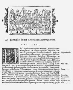 Verscheidenheid aan talen, illustratie uit Historia de Gentibus Septentrionalibus door Olaus Magnus (1490-1558), uitgegeven in Rome, 1555 door Italian School