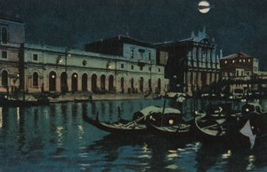 Venetië, groot kanaal (kleurenlitho) door Italian School