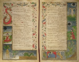 Verzen en randillustraties over hoe de duivel op te roepen door Italian School