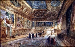Uitzicht op het interieur van het Dogepaleis in Venetië, c.1840 door Italian School