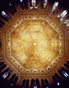 Uitzicht op het mozaïekplafond, begonnen in c.1225 door Italian School