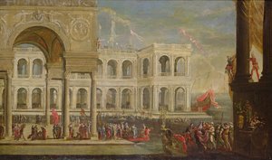Uitzicht op het Paleis en Koningin Joanna I van Napels