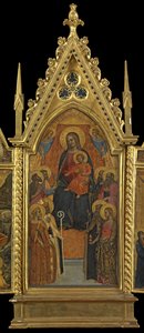 Maagd en Kind op de Troon met Acht Heiligen (middenpaneel), ca. 1330-70 door Italian School