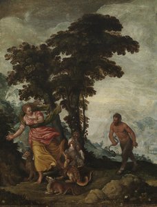 Deugd achtervolgd door Ondeugd, ca. 1570-1600 door Italian School