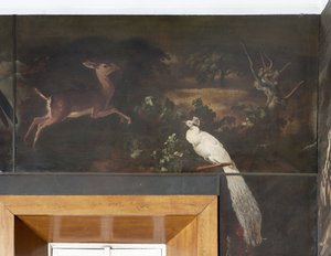 Witte pauw en ree, Mythe van Orpheus door Italian School