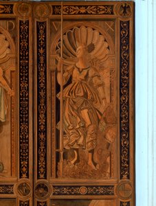 Detail van een van de deuren in de Sala degli Angelo, Palazzo Ducale, Urbino door Italian School Italian School
