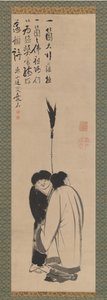 Hanshan en Shide Japans: Kanzan en Jittoku, eind 18e eeuw