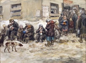 Hongersjaren in Petrograd. Een ""Gemeenschappelijke eetzaal."" door Vladimirov, Ivan Alexeyevich (1869-1947) door Ivan Alexeyevich Vladimirov