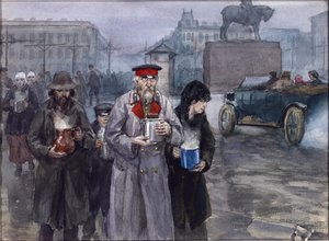 Hongerige jaren in Petrograd. Terugkeer van een gemeenschappelijke gaarkeuken door Vladimirov, Ivan Alexeyevich