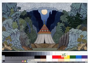 Voorbereidende tekening voor het decor van de opera 