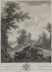 Uitzicht op Connetable Square vanaf de Stenen Brug in Gatchina, 1800 door Ivan Dmitryevich Telegin