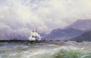 Een Kustlandschap met Schepen bij Trebizond, 1888