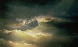 Het schip Maria in de storm door Ivan Konstantinovich Aivazovsky