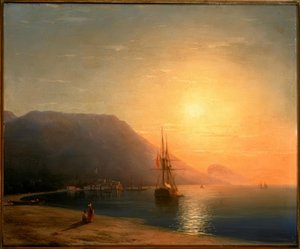 Zonsondergang voor Ajudag aan de Krimkust door Ivan Konstantinovich Aivazovsky