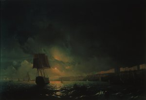 Uitzicht over Odessa bij maanlicht, 1896