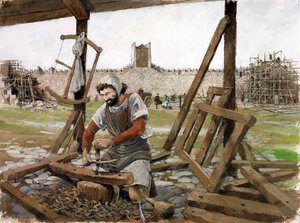 Timmerman, Scarborough Castle, 12e eeuw door Ivan Lapper