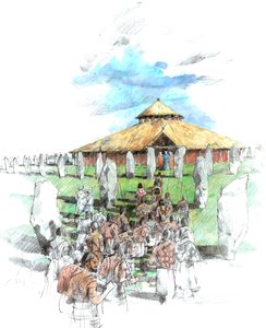 Ceremoniële processie Avebury Stone Circle heiligdom, Wiltshire door Ivan Lapper