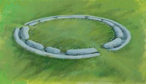 Stonehenge: eerste fase bestaande uit een greppel, bank en contrescarp die de Aubrey Gaten omsluiten door Ivan Lapper