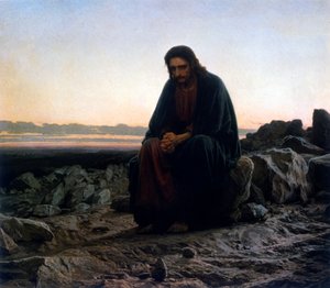 Christus in de woestijn of Christus in de wildernis door Ivan Nikolaevich Kramskoy