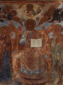 Fresco in de Kathedraal van Onze Lieve Vrouw van het Teken, Novgorod, Begin 18e eeuw door Ivan Yakovlevich Bakhmatov