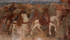 Fresco in de Kathedraal van Onze-Lieve-Vrouw van het Teken, Novgorod