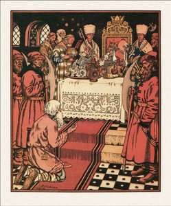 Illustratie bij Het Verhaal van de Visser en de Vis, 1933 door Ivan Yakovlevich Bilibin
