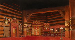 Toneelontwerp voor de opera De bruid van de tsaar door N. Rimsky-Korsakov, 1930