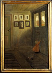 Het meisje bij de deur. Interieur van het huis van de kunstenaar, Älvängen door Ivar Axel Henrik Arosenius
