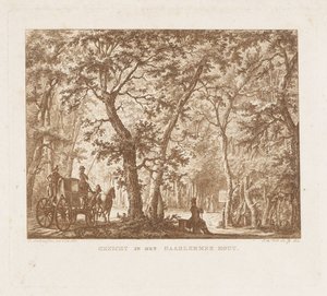 Koets en wandelaars in de Haarlemmerhout