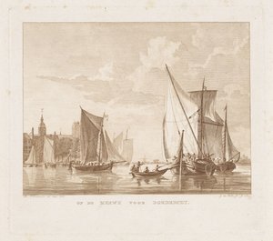 Zeilschepen en een sloep voor Dordrecht door Izaak Jansz. de Wit