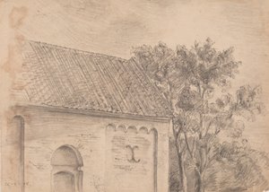 Kerkarchitectuur met bomen door J.A. Jerichau (II)
