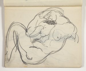 Liggende Naakte Mannen- of Vrouwenfiguur; Mogelijk Studie naar Klassieke Beeldhouwkunst door J.A. Jerichau