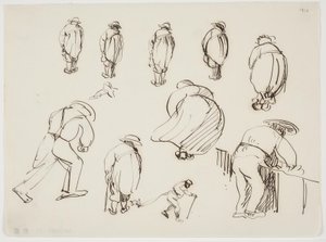 Studies van figuren van achteren gezien door J.A. Jerichau
