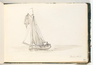 Een groot zeilschip in kalm water door Johan Christian Dahl