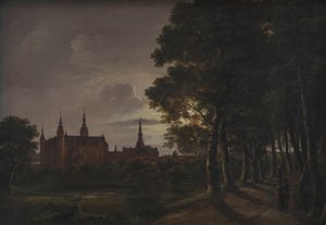 Kasteel Frederiksborg bij Maanlicht