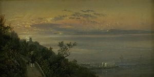 Uitzicht vanaf de heuvels boven Castellamare bij Napels door Johan Christian Dahl