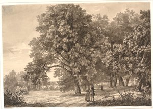 Uitzicht op een weg in een bos bij Sorø, Seeland door Johan Christian Dahl