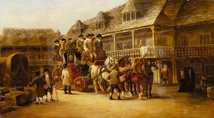 Instappen in de koets naar Londen, 1879