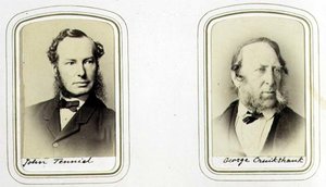 Portretten van Sir John Tenniel (1820-1914) en George Cruikshank (1792-1878) ca. 1860 (albumine afdruk)