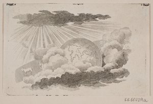 De aardbol rollend tussen de wolken door J.F. Clemens