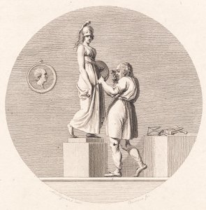 Sergel werkt in zijn atelier door J.F. Clemens